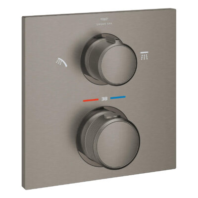 サーモスタットシャワー2方切替埋込混合栓化粧部ブラッシュドハードグラファイト