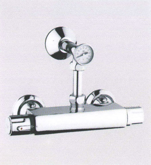 サーモスタット混合栓3/4″ 壁取付・温度計仕様
