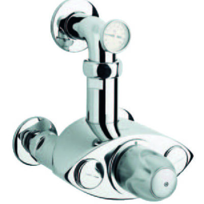 大型サーモスタット混合栓1″壁取付・温度計仕様