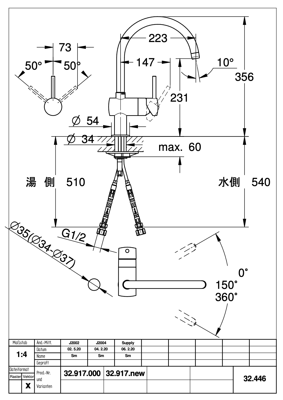 シングルレバーキッチン混合栓 寒冷地仕様｜製品情報｜GROHE