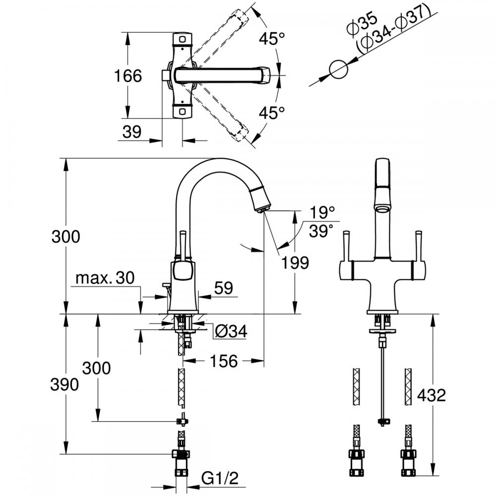 保証 換気扇の通販ショップ プロペラ君GROHE グローエ 洗面用水栓グランデラ 2ハンドル洗面混合栓 引棒付 クロームxゴールド 