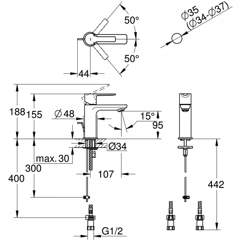 リネア シングルレバー洗面混合栓(引棒付) JP303301 / キッチン水栓 