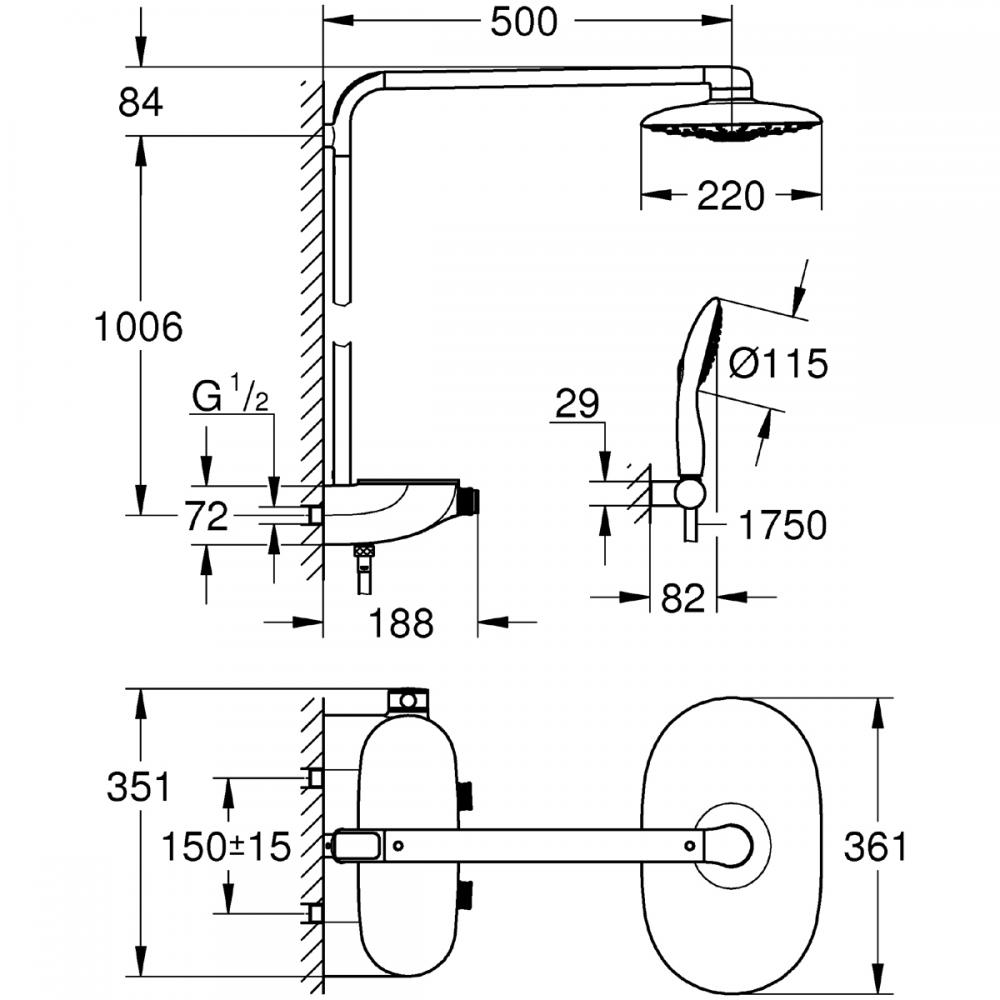 Grohe 35 029 Grohtherm Roughの単一のボリュームコントロール、 3.43 x 5.04 x 6.18 inches  35029000