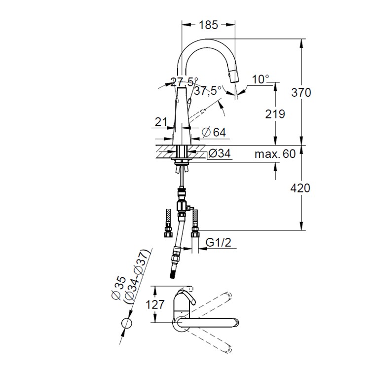 JP350800 グローエ GROHE 寒冷地仕様 ヘッド引出タイプ コールドスタート仕様 シングルレバーキッチン混合栓 ゼドラ