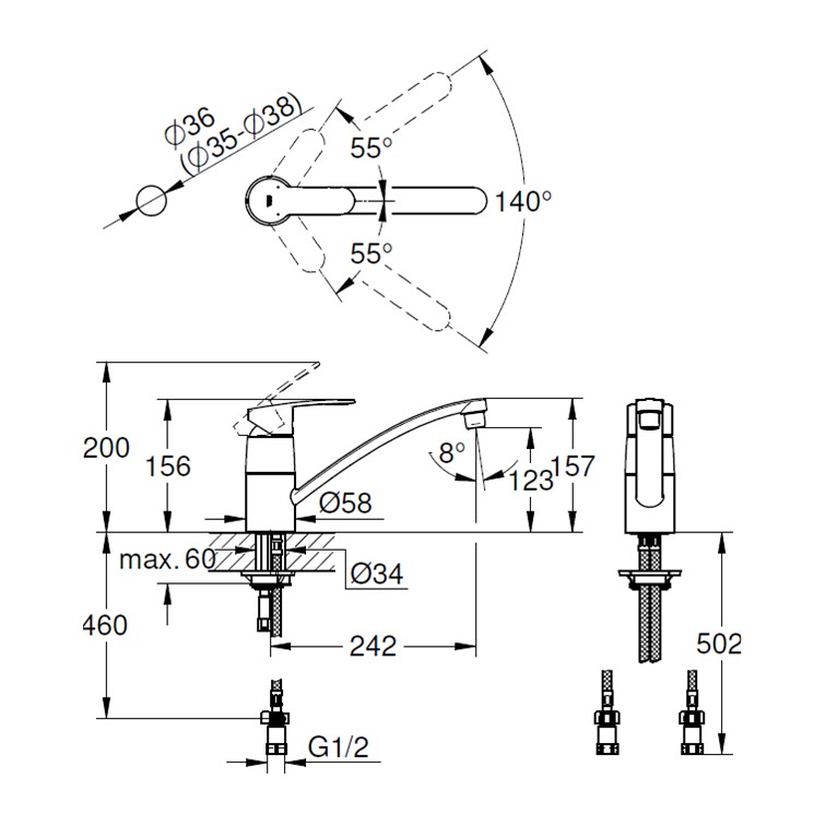 シングルレバーキッチン混合栓｜製品情報｜GROHE(グローエ