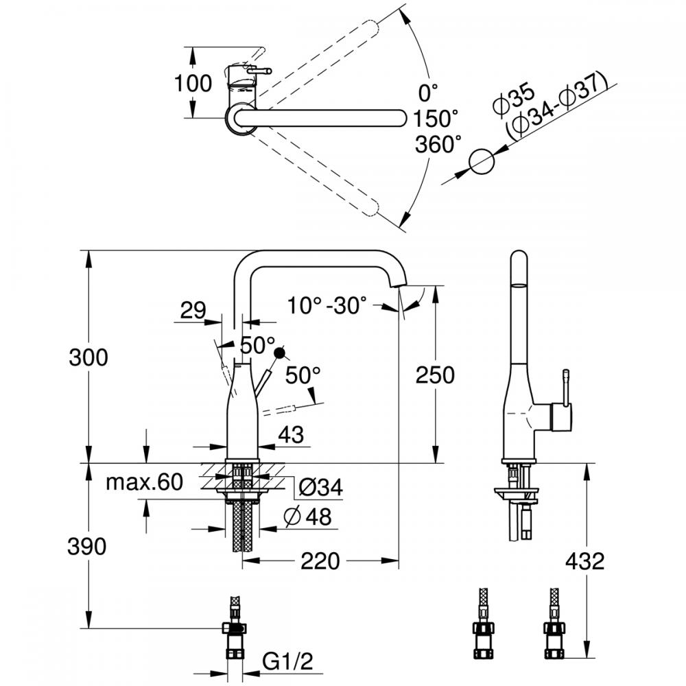 キッチン水栓  グローエ製（GROHE）JP369607　シングルレバーキッチン混合栓　一般地用 - 2