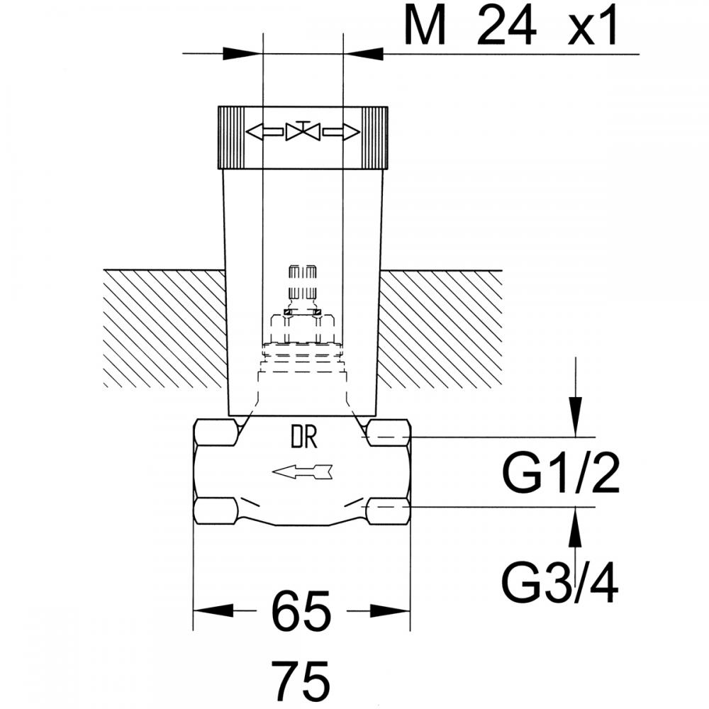 埋込ストップバルブ埋込本体部 セラミックヘッドパーツタイプ(サイズ1/2”・180度開閉)