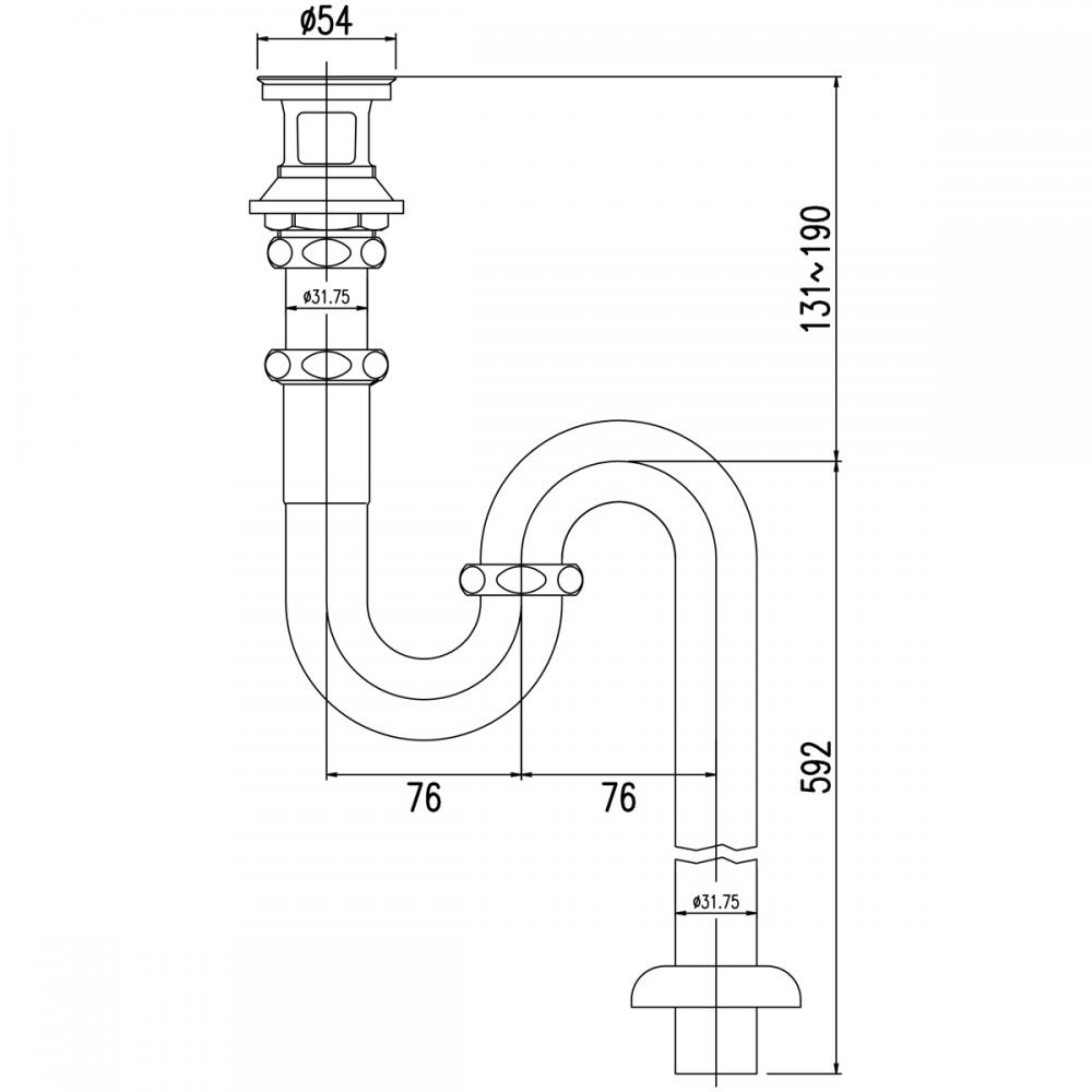 GROHE(グローエ)排水金具(Sトラップ付・目皿なし トラップ寸法843mm