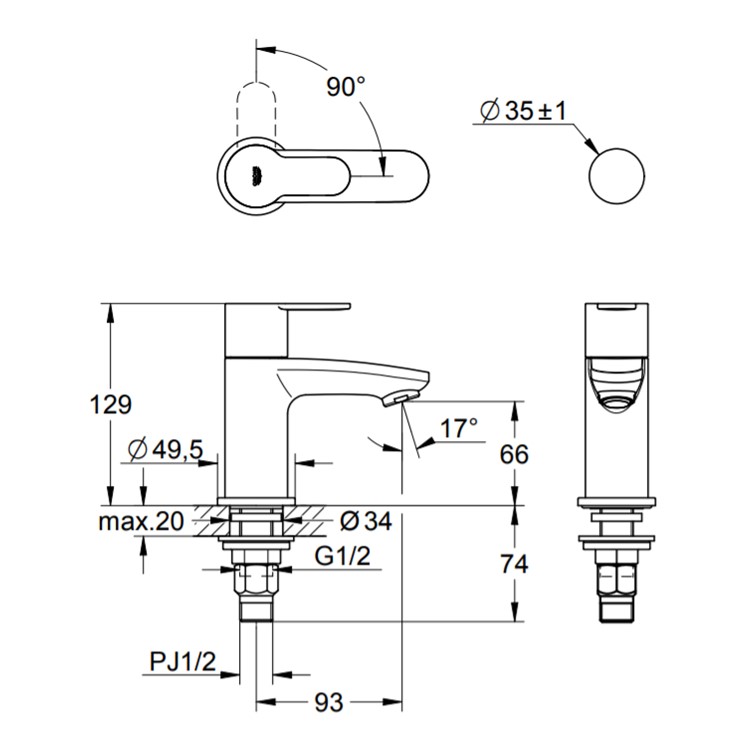 ユーロスタイルコスモポリタン シングルレバー洗面単水栓 JP320100 