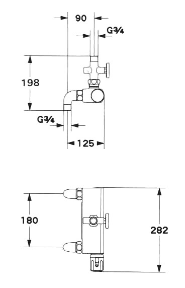 サーモスタット混合栓3/4″ 露出配管・温度計仕様｜製品情報｜GROHE 