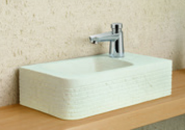 信楽焼オーバーカウンター手洗器+コスタ洗面単水栓(壁給水・壁排水